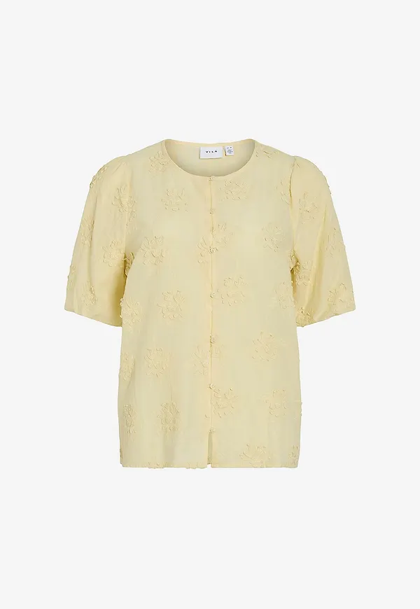 Vila - Blus viAntonett O-neck 2/4 Shirt - Gul