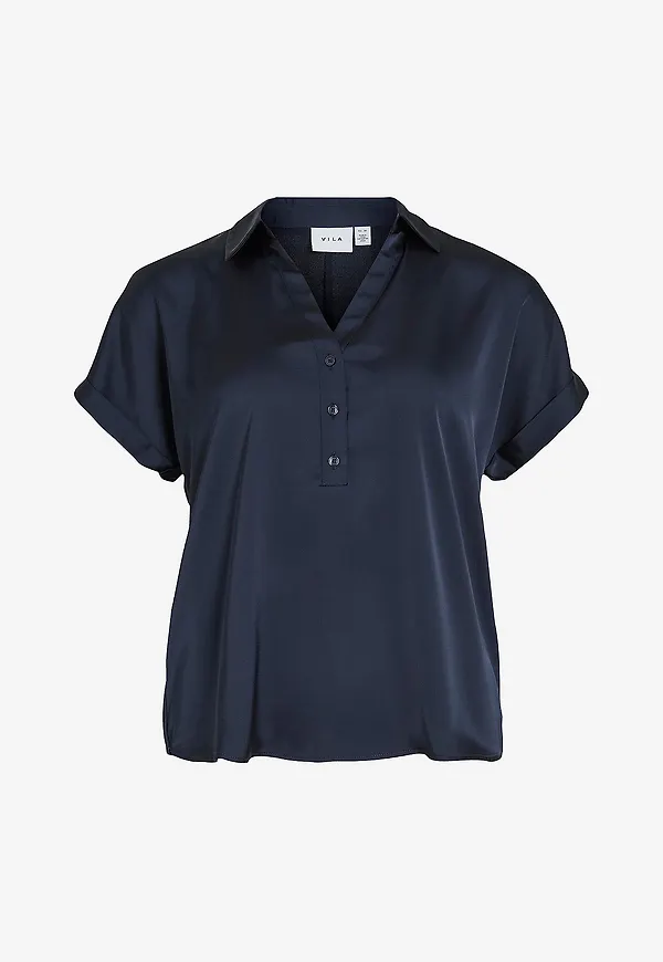 Vila - Blus viEenna Ravenna S/S - Blå