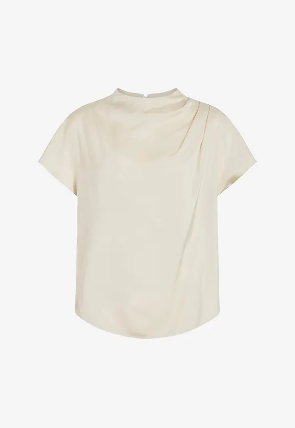 Vila - Blus viElmina Funnel Neck - Beige