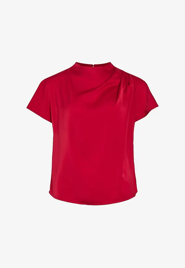Vila - Blus viElmina Funnel Neck - Röd