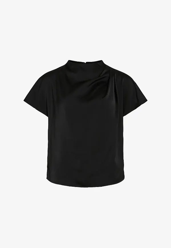Vila - Blus viElmina Funnel Neck - Svart