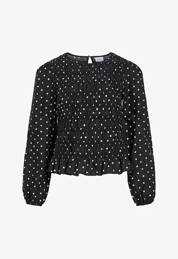 Vila - Blus viFeneka L/S Smock - Svart