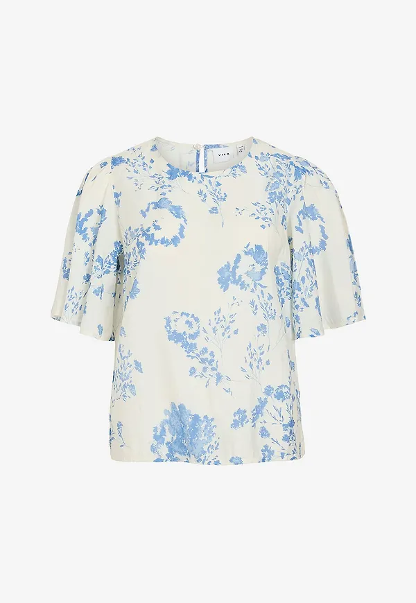 Vila - Blus viLannai O-neck S/S Top - Blå