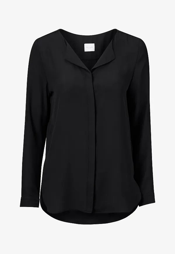 Vila - Blus viLucy L/S Shirt - Svart