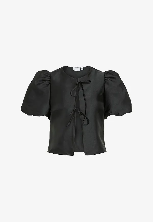 Vila - Blus viShina S/S Tie - Svart