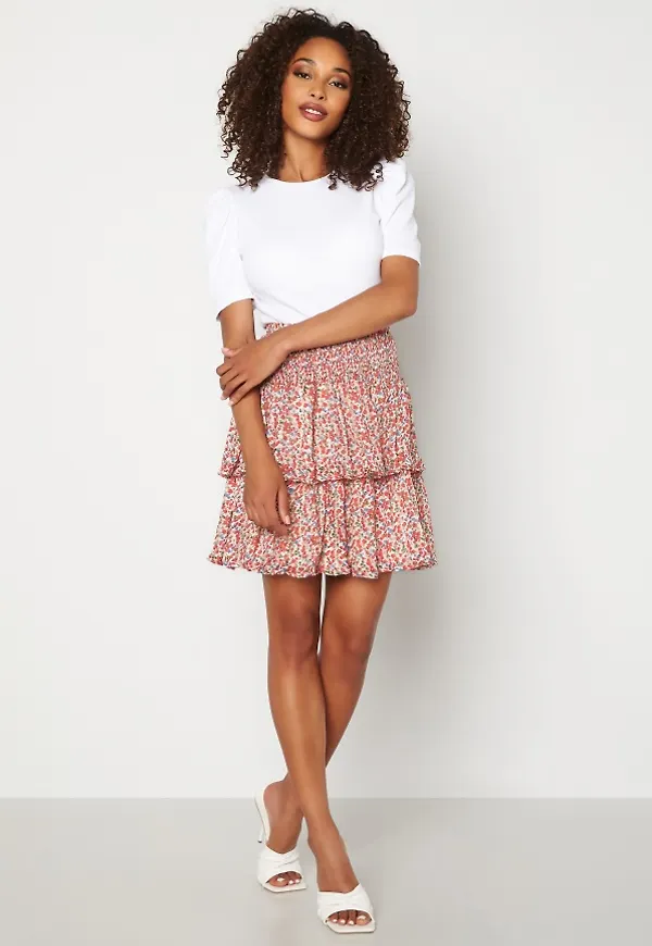 VILA Brom HW Skirt Cloud Dancer Flower 38