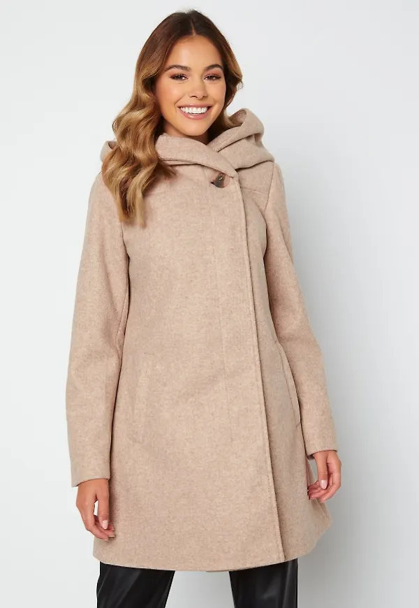 VILA Camua High Neck Coat Natural Melange 38