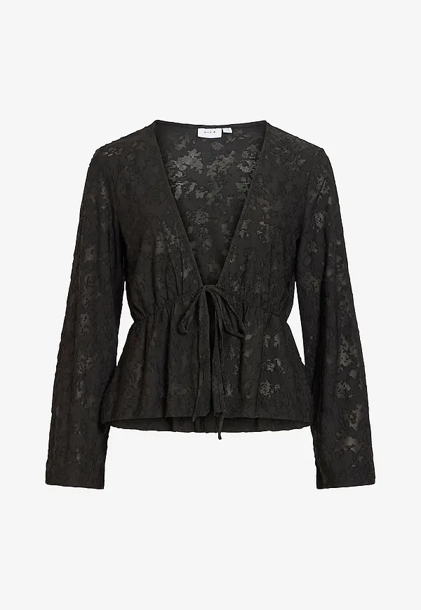 Vila - Cardigan Vicapera V-Neck L/S Cardigan - Svart