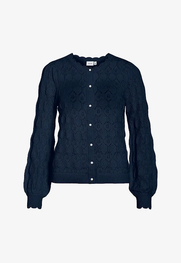 Vila - Cardigan viLowen L/S O-neck Knit - Blå