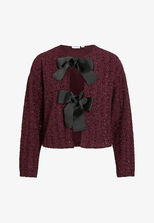 Vila - Cardigan viOtta L/S Bow - Röd