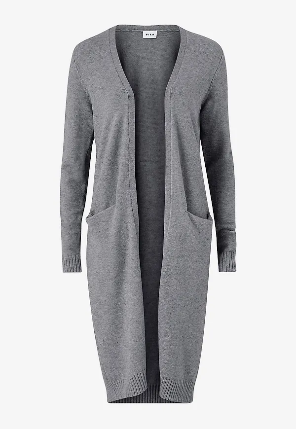Vila - Cardigan viRil L/S Long Knit - Grå