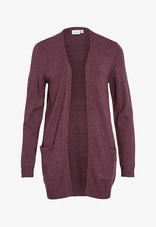 Vila - Cardigan viRil L/S Open Knit - Röd