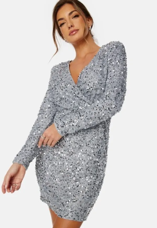 VILA Cava Sequin Dress Silver 44