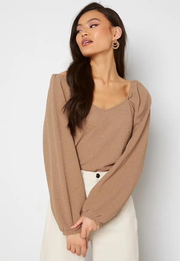 VILA Cotin Square Neck L/S Top Portabella XS