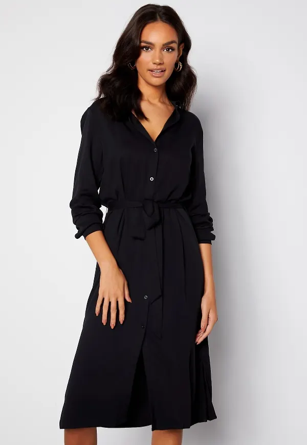 VILA Dania Belt L/S Shirt Dress Black 40