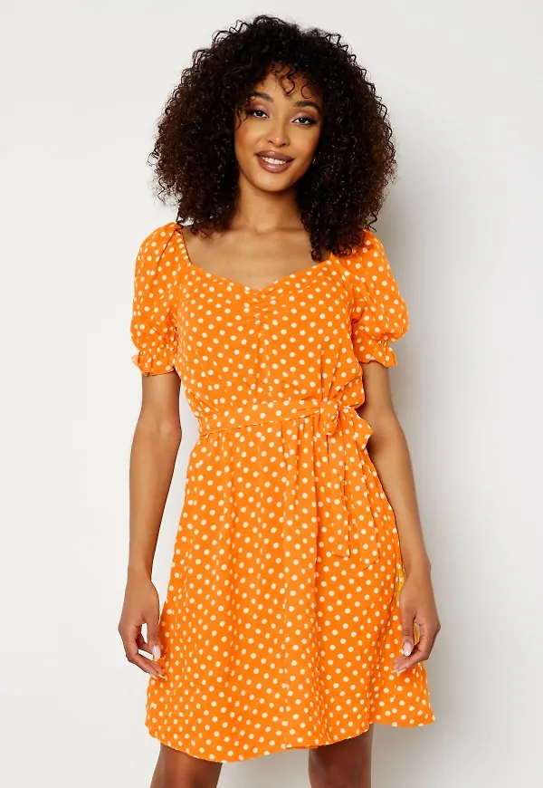 VILA Dotina S/S Dress Mango Sorbet AOP:DOT 40