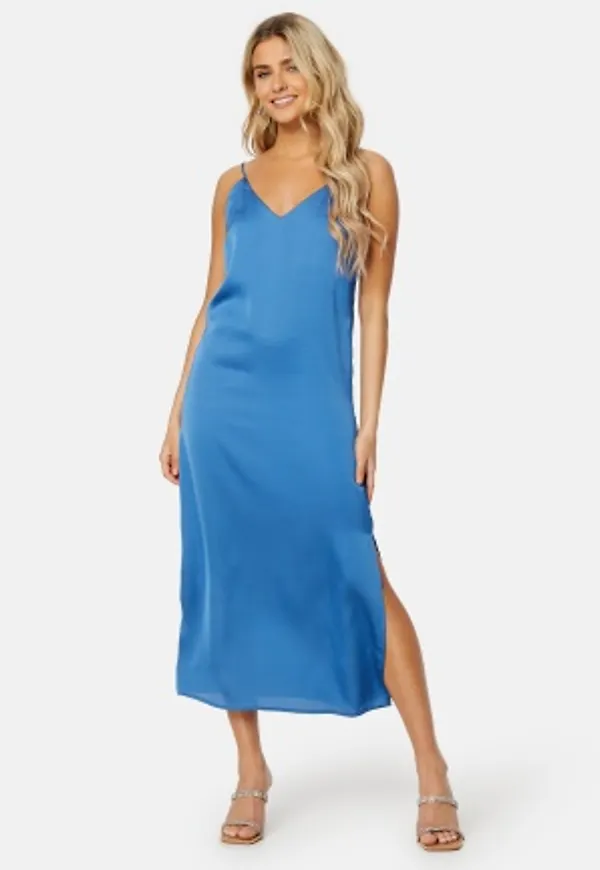 VILA Ellette Satin Dress Federal Blue 38