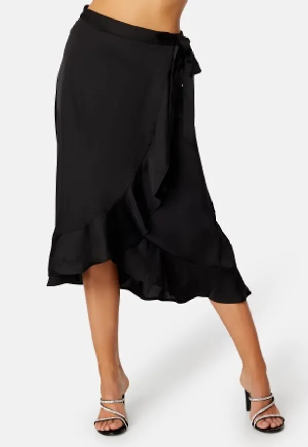 VILA Ellette Wrap HW Skirt Black 38