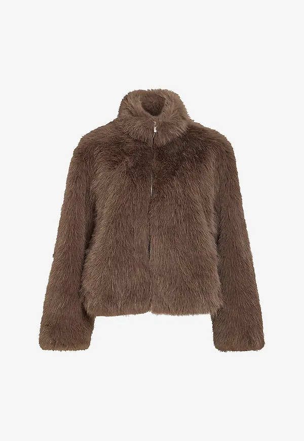 Vila - Fuskpälsjacka Vimelta L/S Short Jacket - Grå