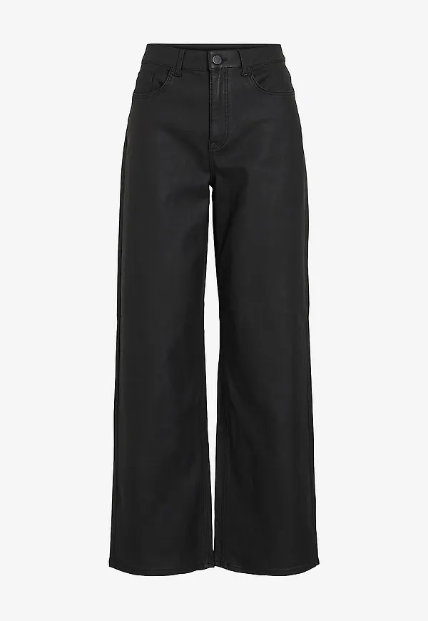 Vila - Jeans viFreya HW Coated Wide - Svart