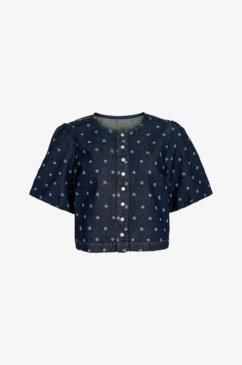 Vila - Jeansblus viPal 2/4 Dot Denim Top - Blå
