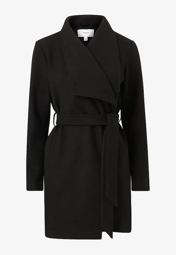 Vila - Kappa viCooley Collar Belt Coat - Svart