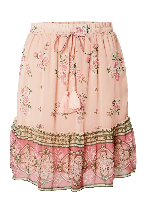 VILA Kjol 'Falia' oliv / gammalrosa / pastellrosa / vit