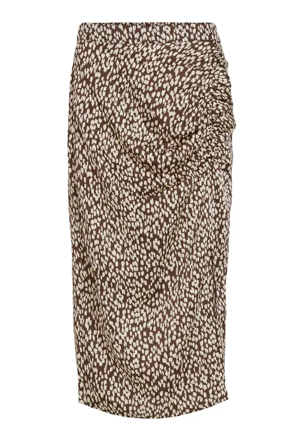VILA Kjol beige / mörkbrun