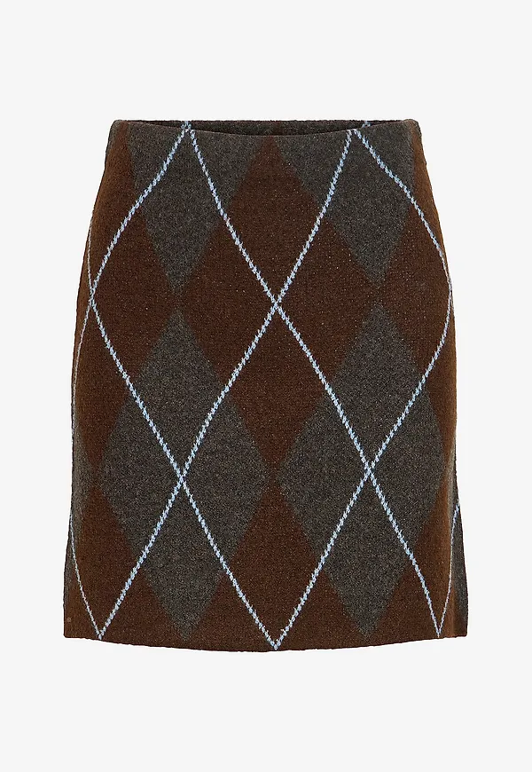 Vila - Kjol viArgyle Knit Skirt/bfs - Grå