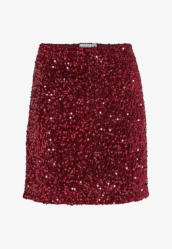 Vila - Kjol viBelieve Short Sequins - Röd