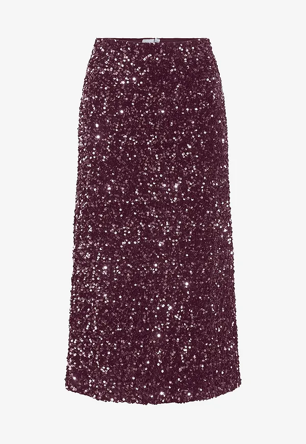 Vila - Kjol viFaith HW Midi Sequin - Röd