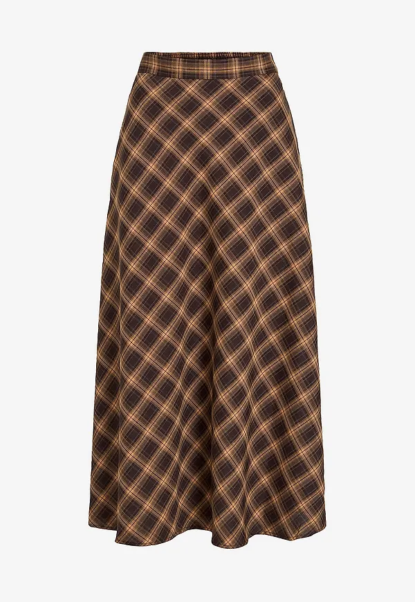Vila - Kjol viLene Check Ankle - Brun