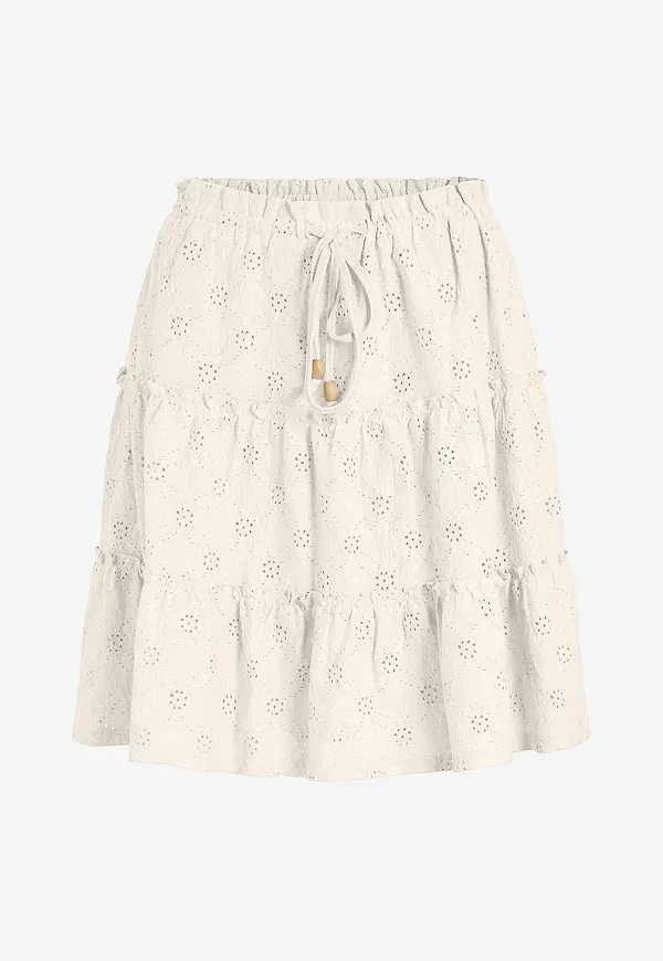 Vila - Kjol viMelanie HW Pointelle Skirt - Beige