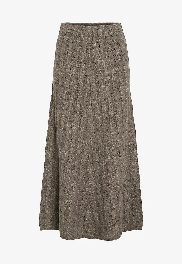 Vila - Kjol viRelli Ankle Cable Knit - Grå