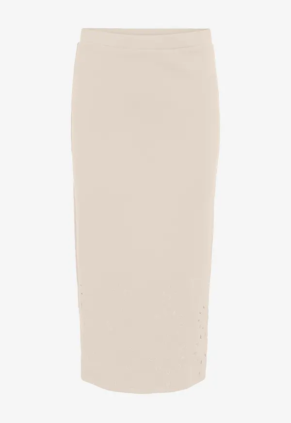 Vila - Kjol viSiffen Emb HW Midi Skirt - Beige
