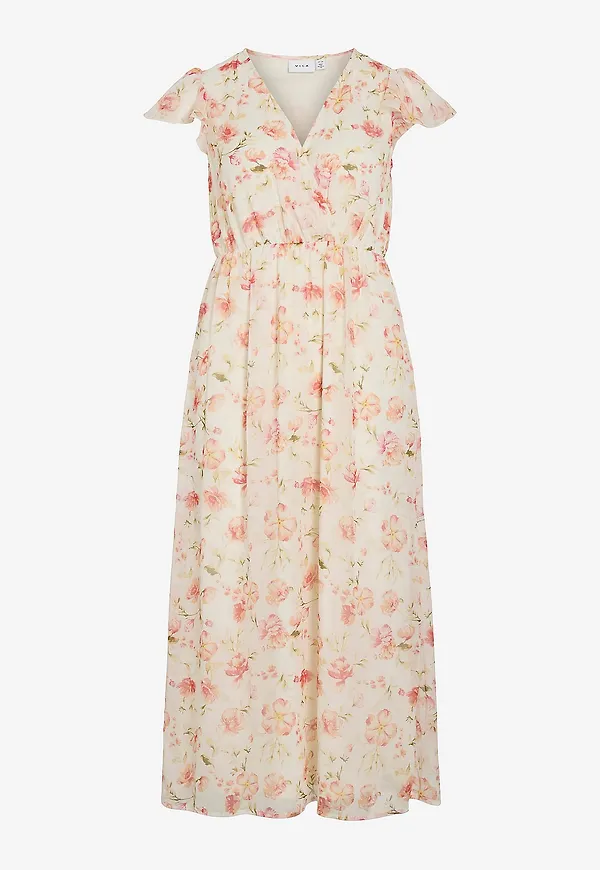 Vila - Klänning viEmma S/S V-neck Midi Dress - Vit – Ellos