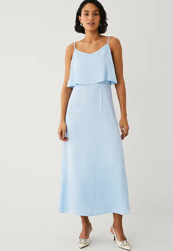 Vila - Klänning Viola Strap Flounce Ankle - Blå