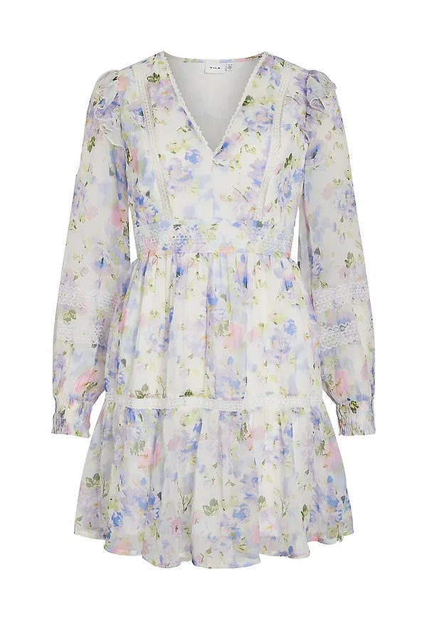 Vila - Klänning viRoman New V-neck L/S Short Dress - Vit – Ellos