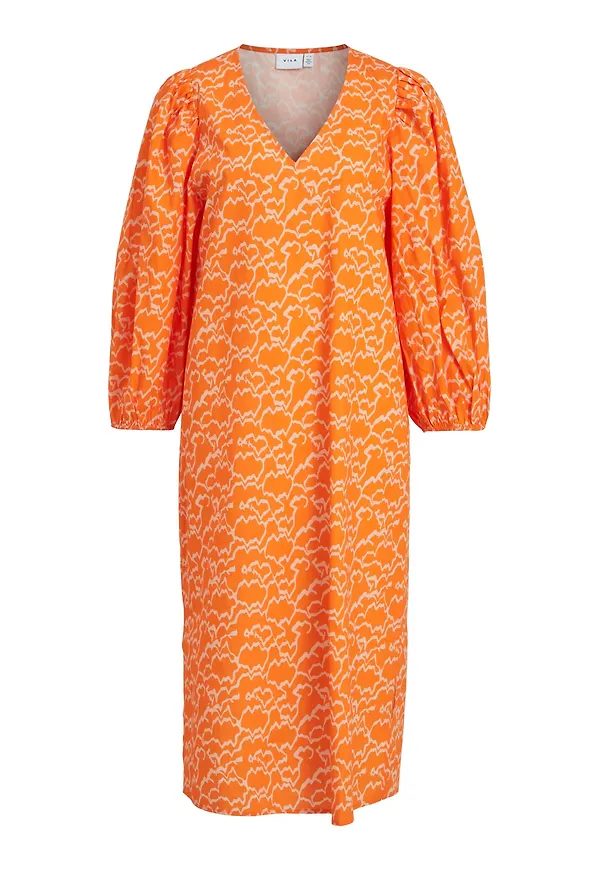 VILA Klänning 'FLORA' orange / vit