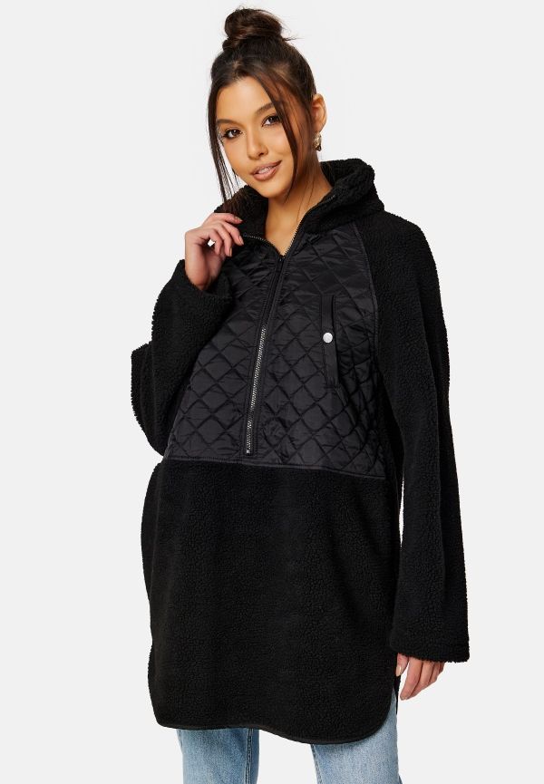 VILA Lanaia L/S Long Teddy Anorak Black 42