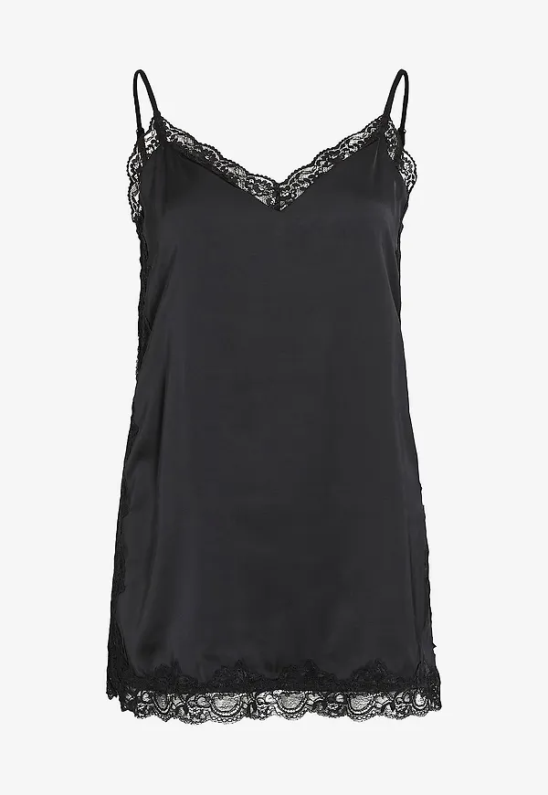 Vila - Linne Vionara Lace Singlet/Spi - Svart
