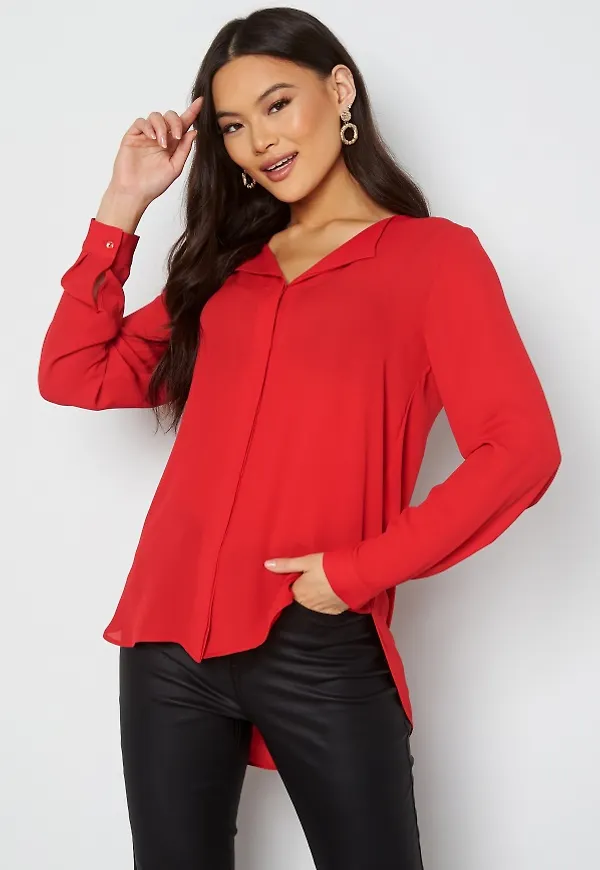 VILA Lucy L/S Shirt Barbados Cherry L