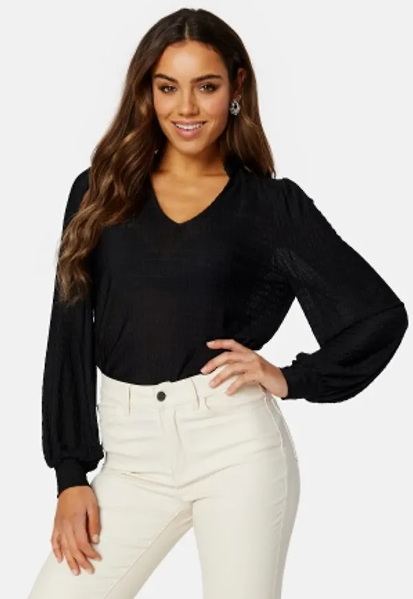 VILA Manja V-Neck L/S Top Black S