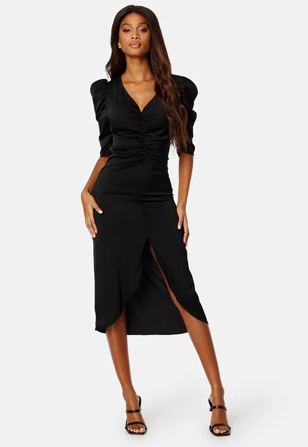 VILA Marianna V-Neck Midi Dress Black 34