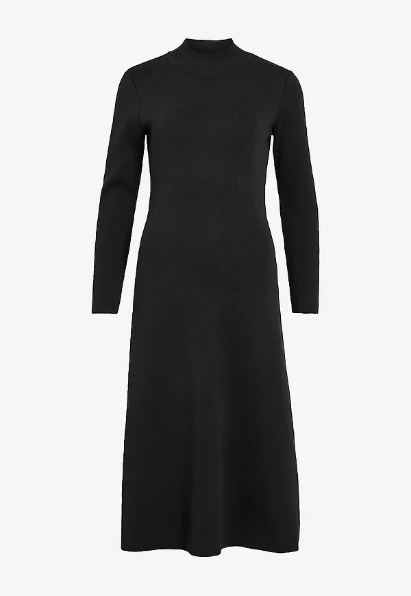 Vila - Midiklänning Visway Highneck L/S Midi Knit Dress - Svart
