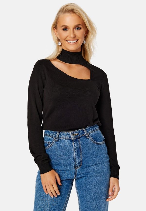 VILA Olie Highneck L/S Knit top Black L