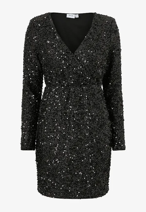 Vila - Paljettklänning Vicava Sequin Dress - Svart