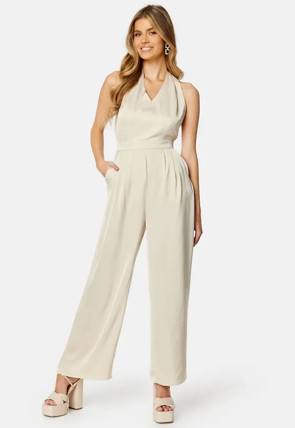 VILA Ravenna Halterneck Jumpsuit Birch 44