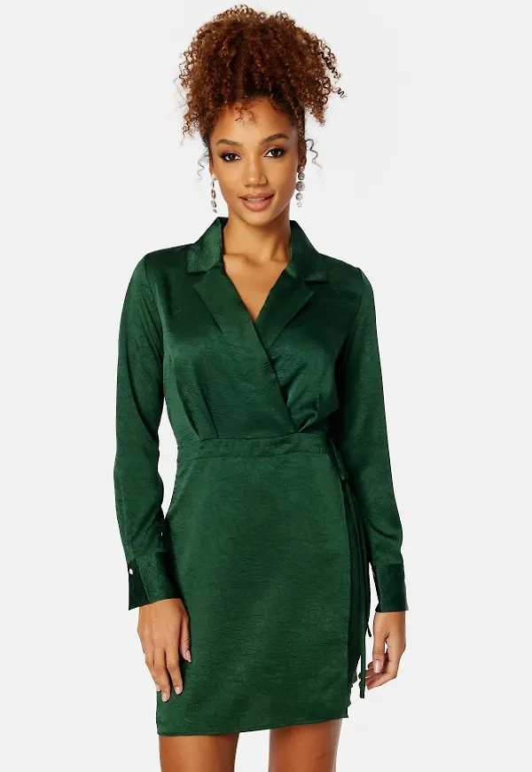 VILA Regitse L/S Short Wrap Dress Pineneedle 42