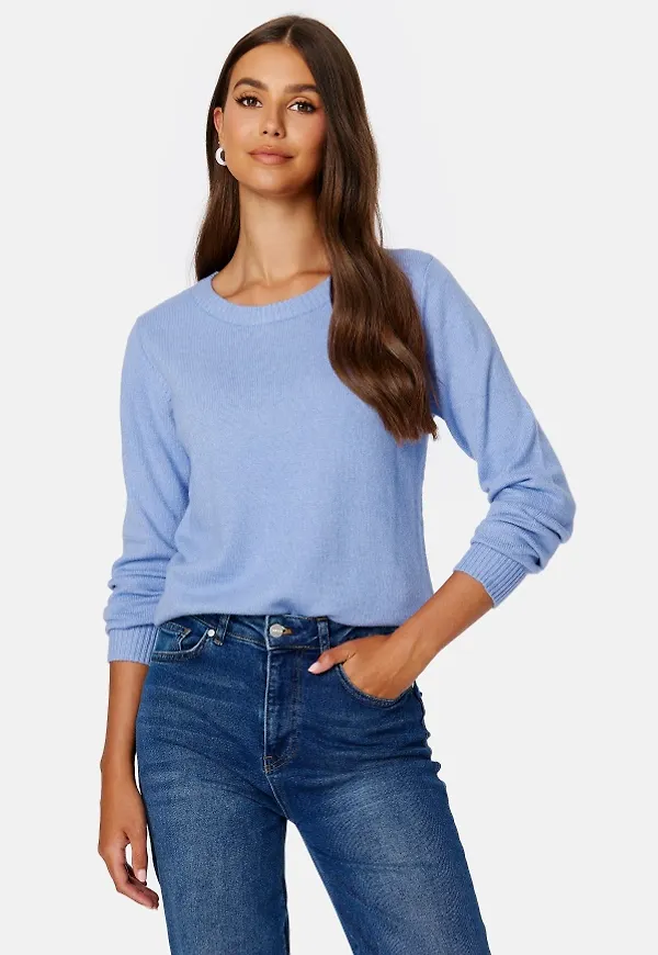 VILA Ril L/S O-neck Knit Top Pale iris Detail:Dar M